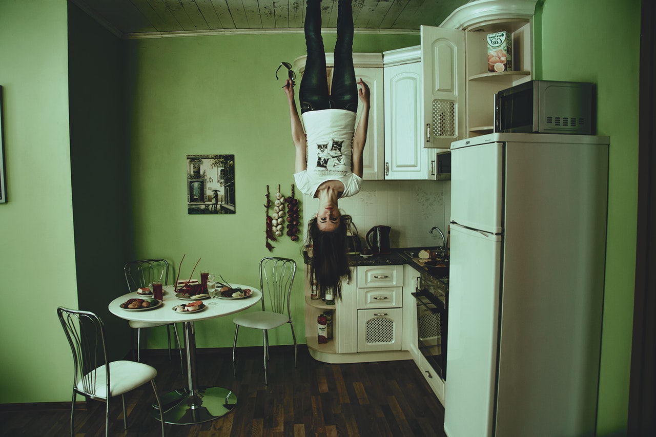creepy upside down woman
